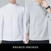 Outono 2025 Estilo Coreano Camiseta de Gola Alta Manga Longa Slim Fit Tops Masculinos Tamanho Grande Camisa Básica Masculina