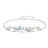 Pulsera de Pie de Mariposa Plata 999 Estilo Dulce y Amoroso para Mujer Pulsera de Borla Gradiente de Pegamento Pendientes de Zirconia para Chica Super Inmortal