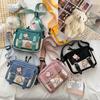 Bolsa Transversal para Mulheres, Nova Bolsa Pequena e Fofa de Lona para Estudantes, Estilo Coreano e Japonês, Artística Ins Bolsa Quadrada Pequena de Ombro Único