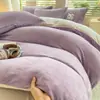 Conjunto de quatro peças de inverno espesso de veludo de leite transfronteiriço, lençol de casal de veludo coral dupla face, capa de edredom individual, conjunto de três peças de flanela fleece