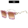 Gafas de Sol Decorativas Cuadradas de Serpiente de Marco Grande Europeas y Americanas Personalizadas Moda de Celebridad de Internet Protección Solar al Aire Libre Vacaciones Gafas de Sol Transfronterizas