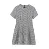 Vestido curto justo clássico estilo europeu e americano para mulheres, comércio exterior, atacado, novo, gola redonda, manga curta, estampa pied-de-poule, formato A