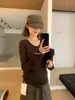 Sua camiseta básica versátil slim-fit multicolor de manga longa com gola redonda, doce e estilosa, minimalista para mulheres 66840