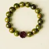 Pulsera Natural de Sándalo Verde para Hombres, Cuentas de Meditación, Año del Caballo, Doce Signos del Zodíaco, Pulsera de Palo de Rosa, Regalo de Año Nuevo