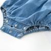 Mono de mezclilla para bebé de venta caliente en verano, comercio exterior, con mangas acampanadas volantes para niñas, body suave y cómodo