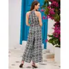 Foto Real de Macacão Europeu e Americano de Gola Halter Cintura Marcada de Venda Transfronteiriça Verão 2023 Boêmio Férias Casual Calça Wide Leg Roupa Feminina