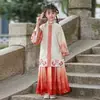 Novo Hanfu para Meninas, Design de Ombro Nu Estilo Ming, Traje Nacional Chinês Estilo Tang para Crianças, Vestido de Princesa Estilo Fada, Conjunto de Primavera e Outono