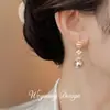 "Cuentas de Hilo Dorado" Plata Chapada en Oro Real de 18K Aguja de Plata Zirconia Perla Pendientes Pendientes Retro Franceses Joyería de Oreja Exquisita