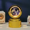Bola de Cristal Transfronteiriça Base Giratória com Textura de Madeira Luminária Noturna Brilhante Lâmpada do Céu Estrelado 3D Decoração de Mesa Presente Criativo de Feriado