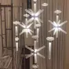 Candelabro de Copo de Nieve Postmoderno Diseñador Luz de Lujo Tubo de Vidrio Grabado Candelabro Sala de Modelos Departamento de Ventas Lámpara de Ingeniería Personalizada