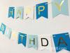 Bandeirola de Fita de Peixe Dourada Gradiente Azul Feliz Aniversário Decoração de Guirlanda para Festa de Aniversário Banner de Papel