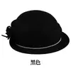 Chapéu Cloche 100% Lã Estilo Hepburn com Laço e Aba Enrolada para Mulheres, Outono e Inverno, Sensação de Luxo, Afina o Rosto, Chapéu de Feltro