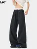 Pantalones casuales rectos de retazos a cuadros retro americano 2026 para hombres y mujeres, pantalones largos versátiles holgados de pierna ancha