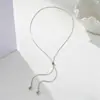 Colar Cruzado Ajustável em Aço Inoxidável com Pingente de Gota d'Água para Mulheres, Corrente de Osso de Cobra Bicolor Dourado e Prateado com Franjas, Corrente Longa para Clavícula Atacado