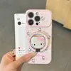 Capa de Celular Gato Anjo Amoroso para Apple 18 Pro Max, Design Fofo para Meninas, Compatível com Huawei e Xiaomi, Janela de Visualização Grande