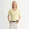 Camisa Polo de Punto Color Block Hecha a Medida para Mujer de Comercio Exterior Europeo y Americano, Top Delgado de Verano de Canalé de Tencel de Manga Corta