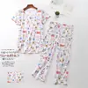 Pijama Feminino Verão Manga Curta Plus Size Magro Feminino Roupa de Casa Conjunto Fofo e Fresco de Cabelo