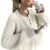 Novedad Otoño/Invierno 2026 Moda Casual Transfronteriza Europea Suéter de Punto Cardigan Color Sólido Manga Larga Cuello Redondo para Mujer