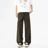 Ropa de Hombre Shanggu Pantalones Cargo Sueltos de Moda para Hombre Jóvenes Versátiles de Pierna Recta Deportivos Pantalones Paracaídas Cordón Casual