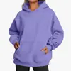Sudadera con capucha de forro polar Amazon Otoño e Invierno Estilo Callejero Hip-Hop para Mujer, Color Sólido, Manga Larga, Corte Holgado, Talla Grande