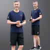 Traje de ropa deportiva de verano para hombres de mediana edad y ancianos, para padre, cuello redondo de seda helada, manga corta, pantalones cortos, fitness, correr al aire libre, hombres