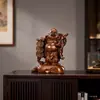 Bolsa de monedas de cobre morado Buda Maitreya Estatua de Buda para escritorio de oficina en casa Adorno de regalo Dios de la Riqueza Maitreya Artesanía de Ofrenda