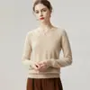 Suéter de punto 100% cachemir puro con cuello en V para mujer, nuevo suéter base cálido versátil de ajuste slim para otoño e invierno
