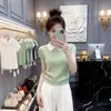 Camiseta básica de punto juvenil y chic de estilo coreano, nicho, con solapa, manga corta, nueva para verano 2026 para mujer