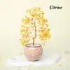 Árvore da Fortuna de Cristal Amarelo Natural, Árvore do Dinheiro de Ametista, Enfeite de Caneca Cerâmica, Decoração de Mesa de Escritório, Presente de Decoração para Desktop