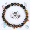 Pulsera Nueva de Piedras Ágata Amatista Ojo de Tigre Ágata Negra Obsidiana Unisex Pulsera Exclusiva Transfronteriza de Amazon