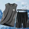 [Seleccionado] Chaleco Traje Deportivo Hombre Secado Rápido Fitness Hombre 2025 Nuevo Verano Chaleco de Seda de Hielo Pantalones Cortos
