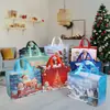 Sacolas de Compras Não Tecidas com Tema de Natal, Estampas de Boneco de Neve e Flocos de Neve, Sacolas para Embalagem de Presentes de Festa de Fim de Ano no Atacado