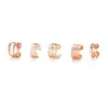 Shein Clip para Hélice de Oreja Hueso Creativo Simple Sin Perforar Juego de Cinco Piezas Pendientes Personalizados Dorados con Corte de Hoja Clip de Oreja en Forma de C