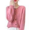 Outono e inverno sete pontos grossos lã pura cardigan feminino gola redonda chanel jacquard solto suéter manga comprida casaco de malha top