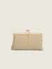 Nueva Billetera Larga de Mano de Cuero Genuino Simple Color Sólido Moda Bolso con Clip de Alta Gama Boquilla Dorada Gran Capacidad Monedero para Mujer