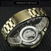 Novo Vencedor Estilo Europeu e Americano Moda Masculina Casual Bronze Antigo Oco Automático Mecânico Relógio