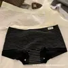 Rayas tipo saleroPantaloncillos de algodón puro para mujer, cintura media-alta, bloques de color, elegantes, deportivos, calzones para mujer sin apretar