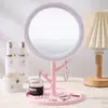 Espelho de Maquiagem Redondo com Base em Forma de Galho, Espelho de Mesa Dobrável Portátil de Duas Cores, Espelho de Plástico para Mesa de Dormitório Estudantil, Alta Definição