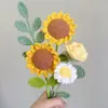 Tulipas Transfronteiriças, Miosótis, Lavanda, Rosas, Flores Artificiais, Decoração de Casa, Buquês de Flores de Crochê Feitos à Mão com Fio