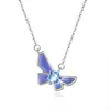 Collar de Plata S925 con Colgante de Mariposa de Piedra de Cristal Natural Esmalte Artesanal Corte Floral de Alta Gama Collar Tesoro de Color