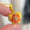 Novo Estilo Chinês Dourado Areia Strass Esmalte Flor Escovado Camada Dupla Borboleta Pingente Colar de Luxo Presente para Namorada