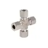Conector de Tubería de Cuatro Vías de Acero al Carbono Roke con Virola Simple Conector de Enclavamiento Iso8434-1 Conector Hidráulico Din2353
