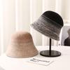 Sombrero de pescador de lana mezclada con degradado personalizado para mujer, nuevo estilo coreano de invierno, literario, retro, moderno, sombrero tipo cuenca