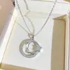 Collar Ataturk Retrato Estrella Luna Circonio Acero de Titanio Collar para Mujer Transfronterizo Más Vendido Producto Nuevo