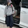 Conjunto Grande para Meninas Outono 2026 Moletom Listrado com Gola Polo Calça Casual Estilosa para Menina Primavera Outono Conjunto de Duas Peças