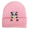 Nuevo Gorro de Lana Tejido con Bordado de Panda Lindo Protección para Orejas Gorro de Pareja Otoño e Invierno Dibujos Animados Gorro de Lana Bordado Cálido Gorro Pulóver