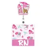 Porta credencial de identificación médica Rn Nurse con cable retráctil de fácil extracción, acrílico, con purpurina, para trabajos transfronterizos