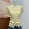 Suéter de Punto con Cuello Halter en V Estilo Puro Deseo para Mujer Verano Nuevo Ajuste Delgado Camisa Base Hermosa y Más Fácil de Combinar