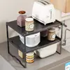 Estante de almacenamiento para encimera de cocina, soporte para ollas extensible, estante de almacenamiento multifuncional para microondas y olla arrocera para el hogar