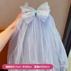 Presilha de Cabelo Infantil para Meninas, Laço de Coroa, Presilha com Borda de Véu, Acessório de Cabelo de Princesa Bordado Estilo Coreano